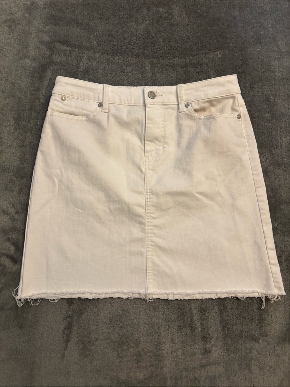 Talbots White Denim Mini Skirt with Raw Hem